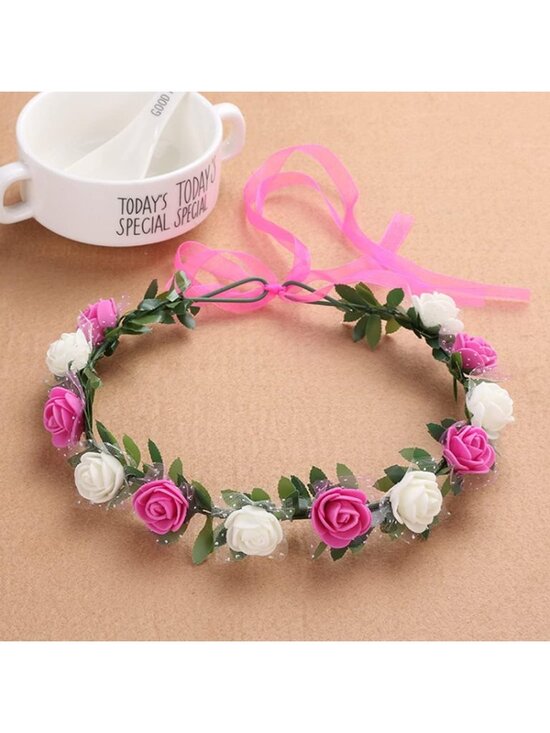 22 Pcs Colorful Rose Flower Headband Garland for Festivals, Weddings & Parties